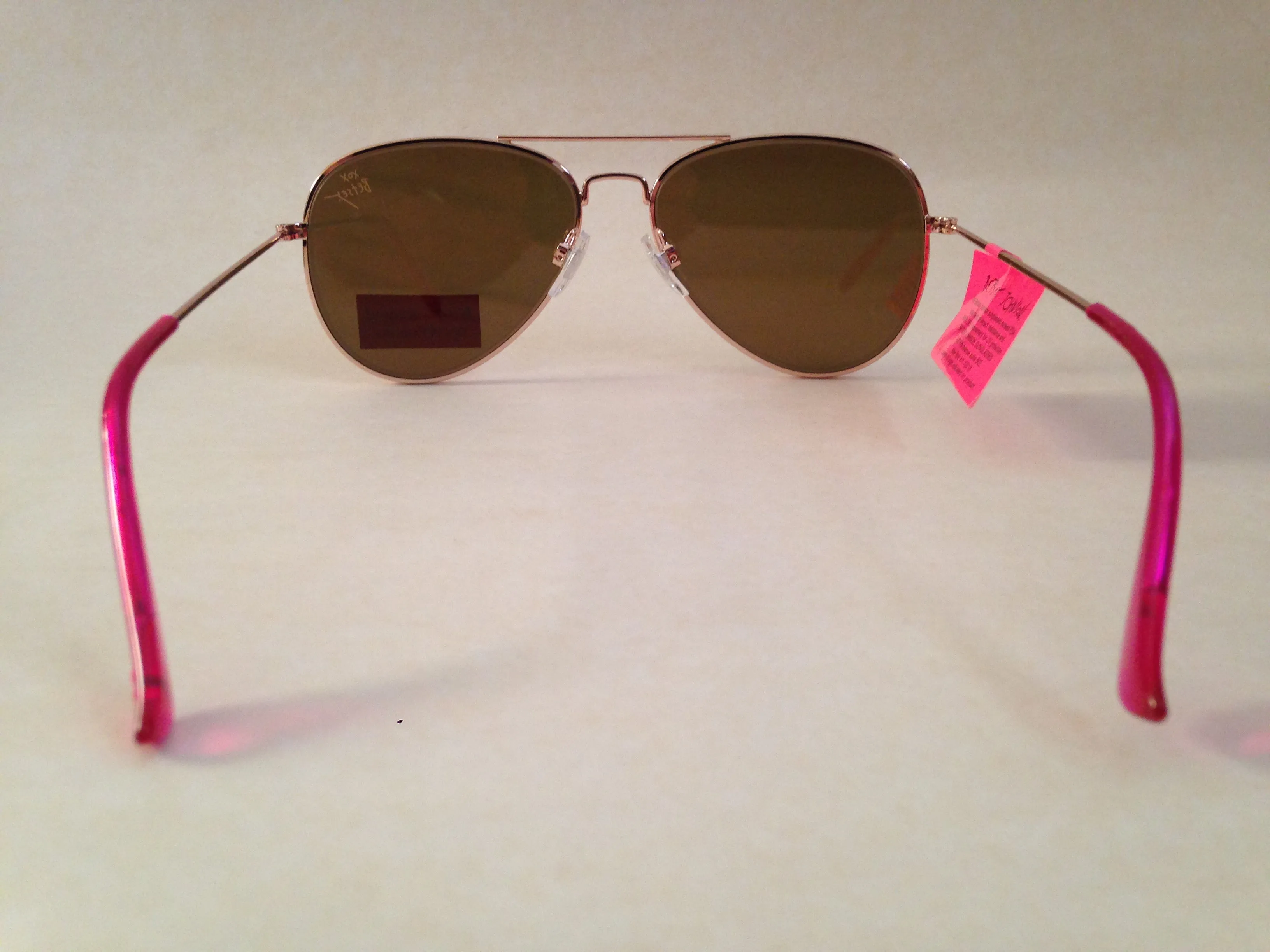 Betsey Johnson Flat Aviator Sunglasses Yellow Green Coral Flash Gold Pink 54
