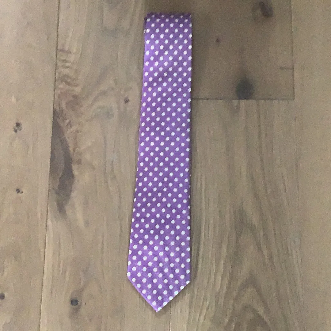 Big&Tall Purple With Gold Circles Silk Tie