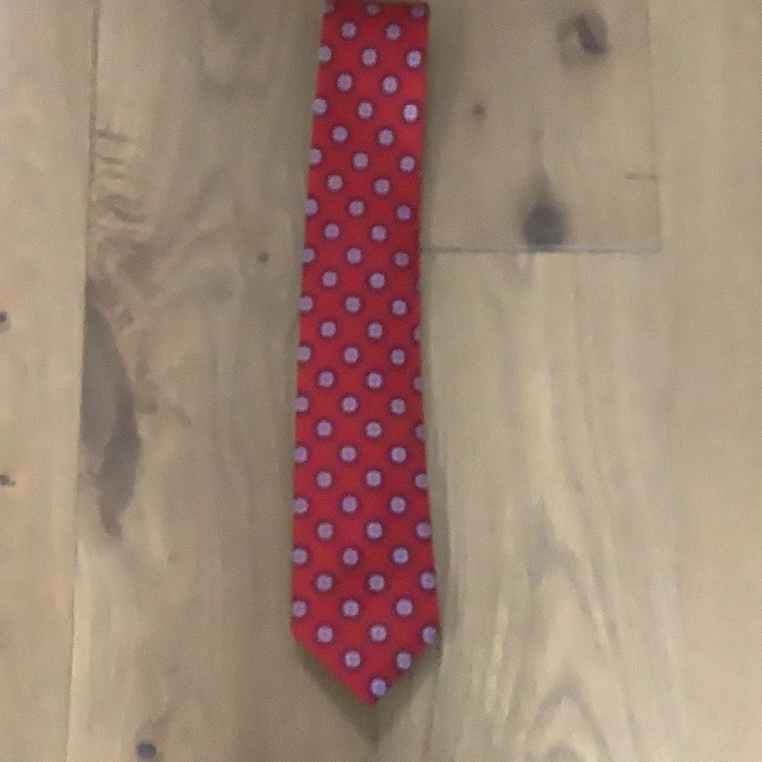 Big&Tall Red Circle Silk Tie