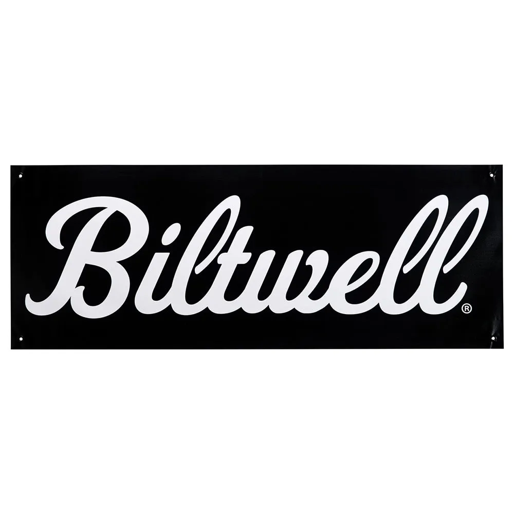 BILTWELL SHOP BANNER SCRIPT [BLACK/WHITE] 45x123CM
