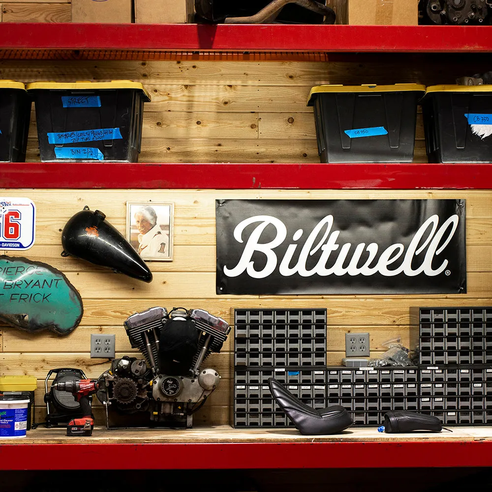 BILTWELL SHOP BANNER SCRIPT [BLACK/WHITE] 45x123CM