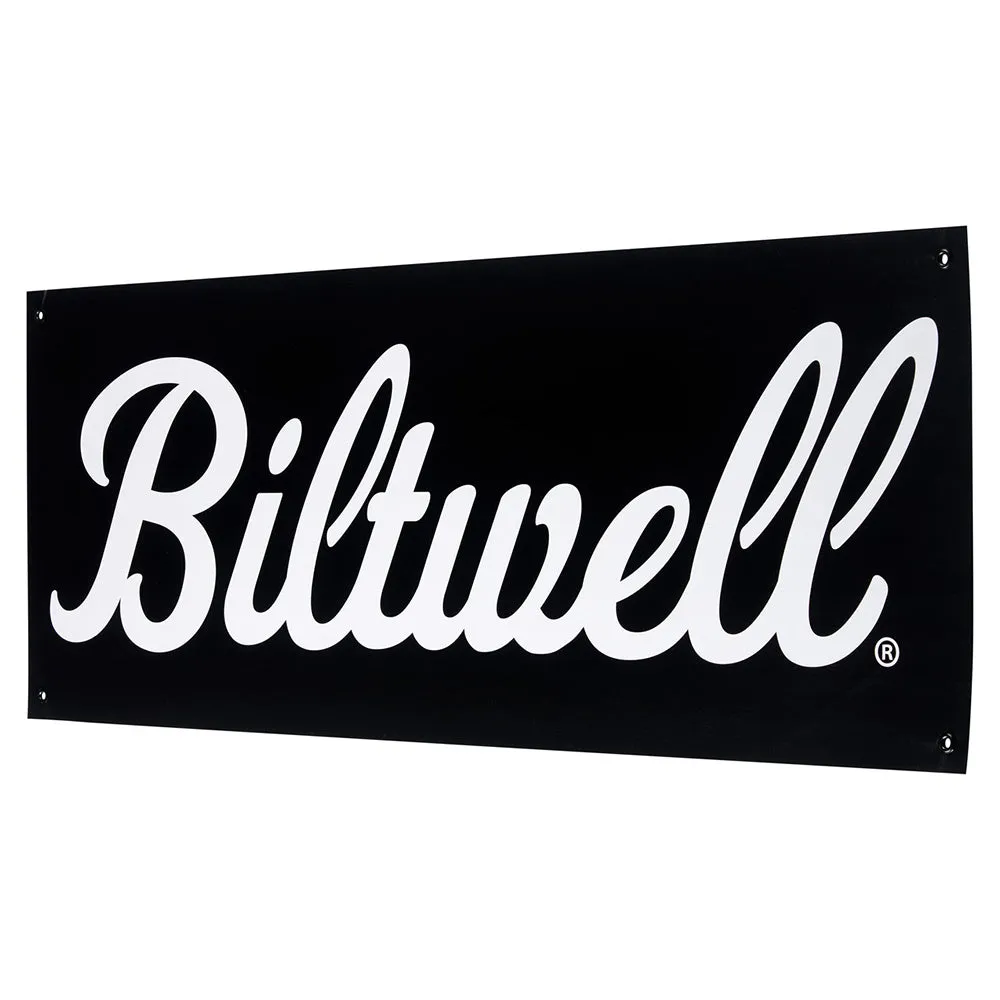 BILTWELL SHOP BANNER SCRIPT [BLACK/WHITE] 45x123CM