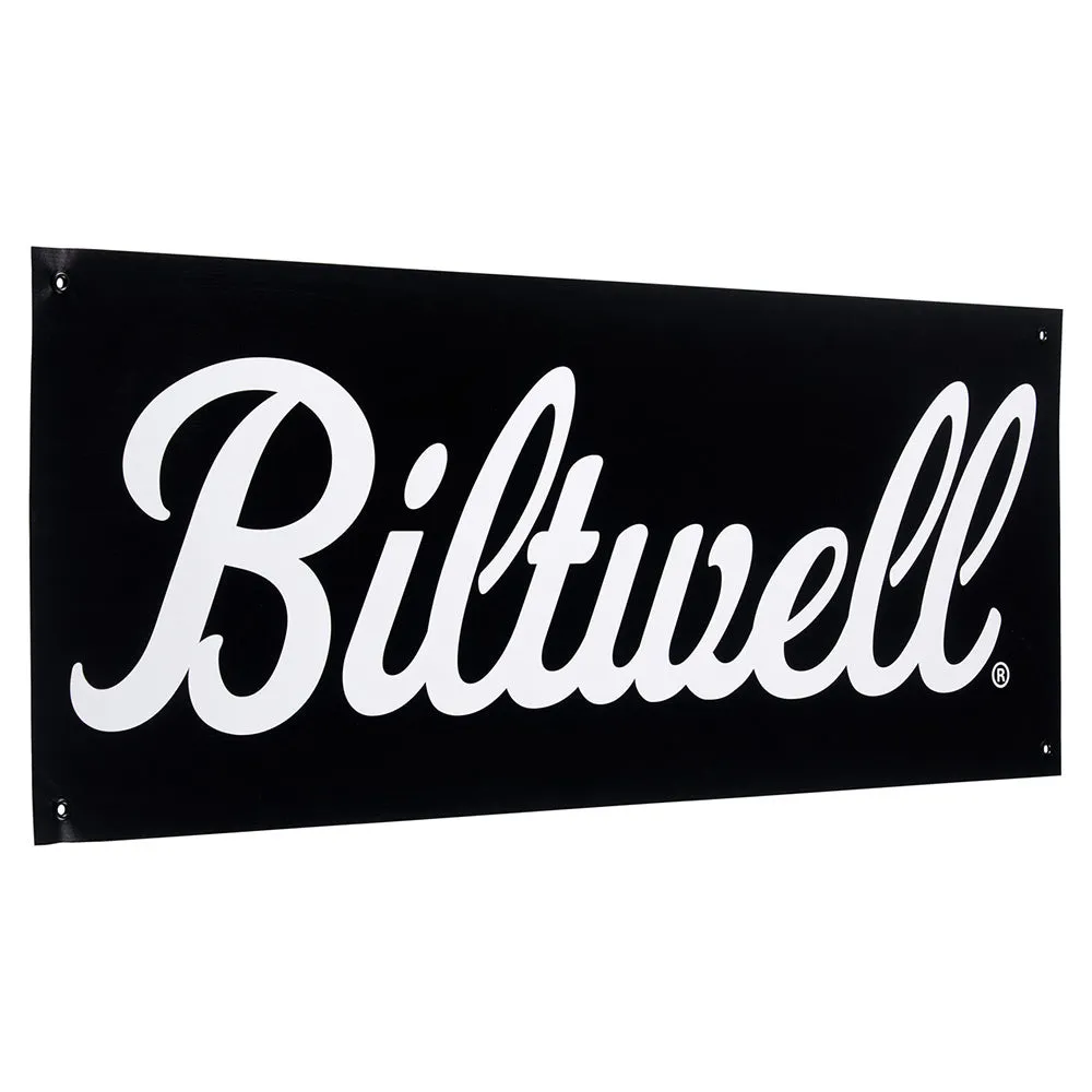 BILTWELL SHOP BANNER SCRIPT [BLACK/WHITE] 45x123CM