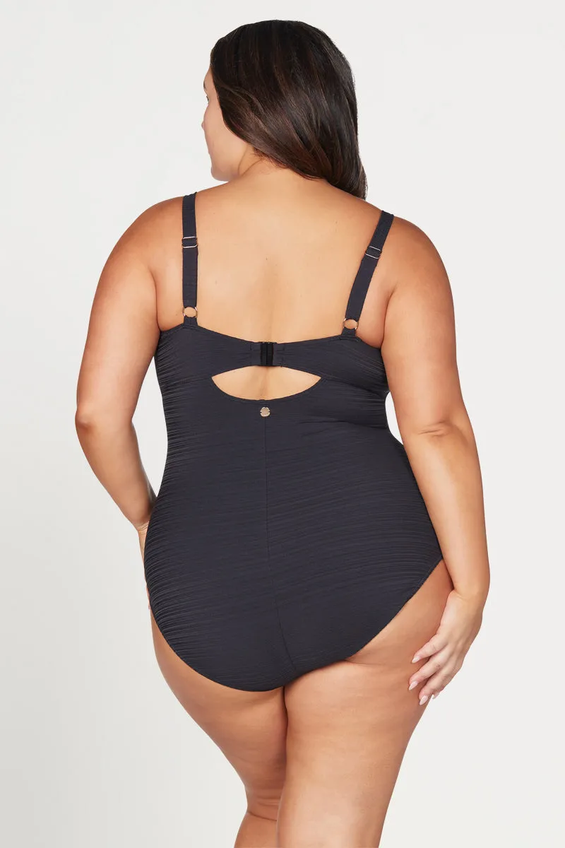 Black Aria Cezanne D - E Cup Underwire One Piece Swimsuit