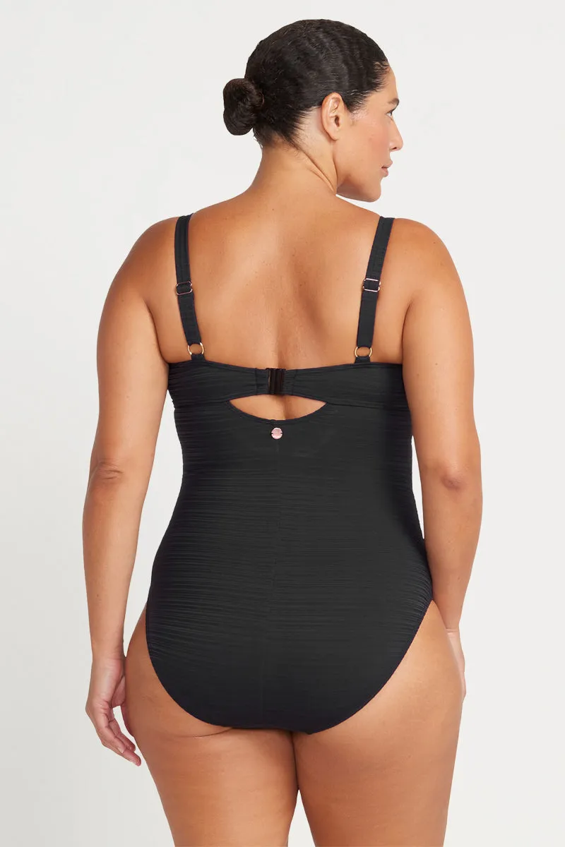 Black Aria Cezanne D - E Cup Underwire One Piece Swimsuit