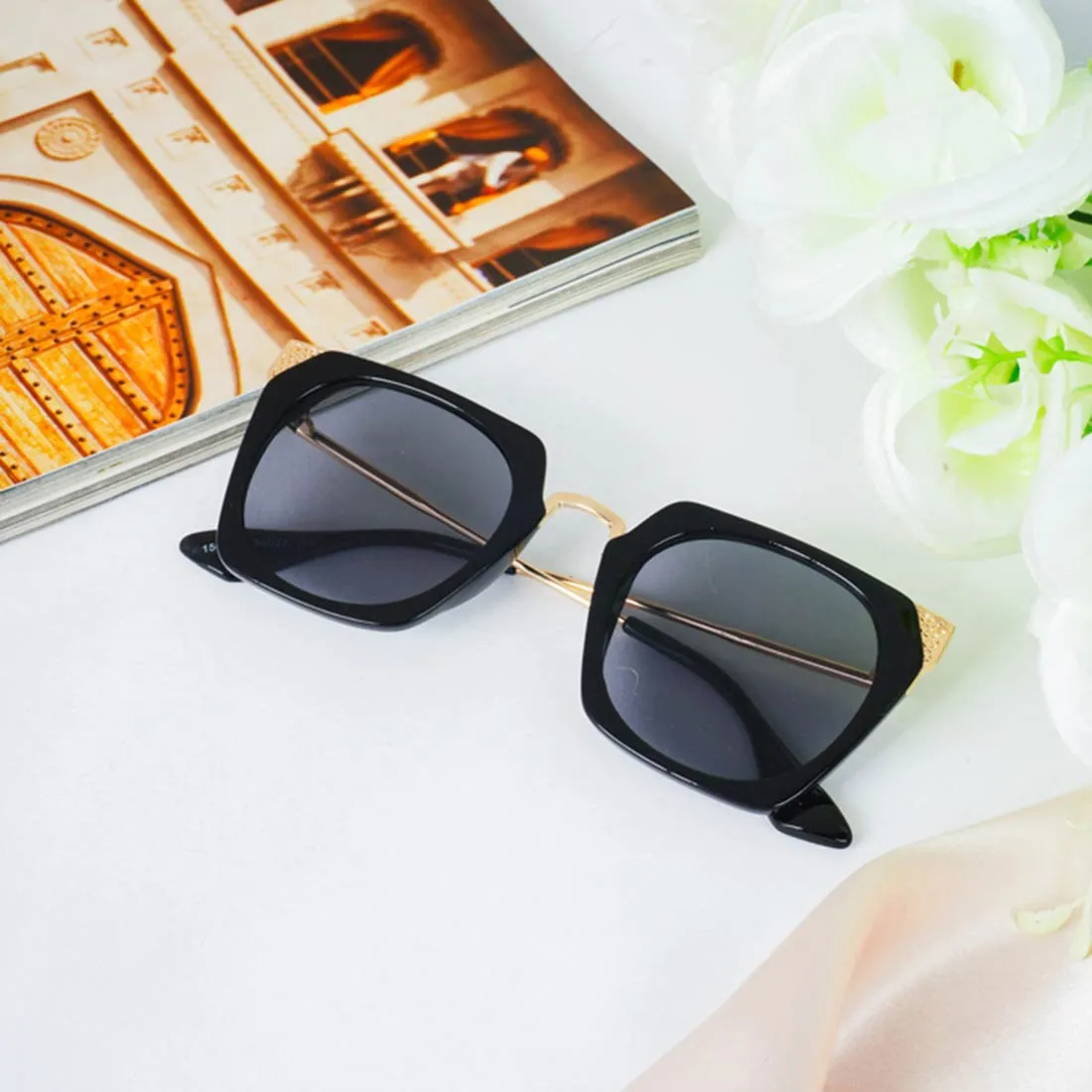 Black Broad Rim Sunglasses