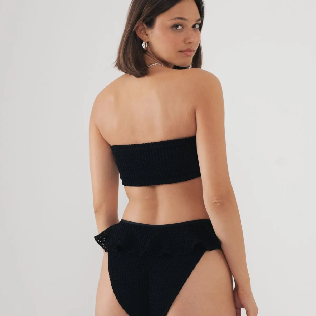 Black Crochet Corset Bikini Top