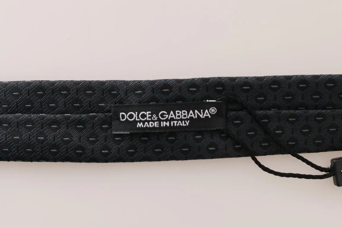 Black Silk Blue Pattern Slim Tie