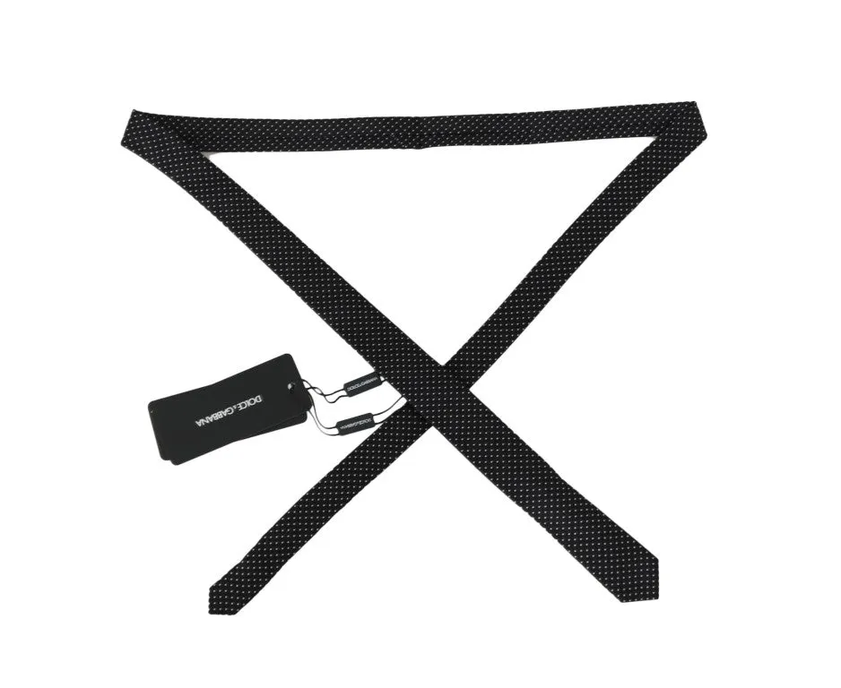 Black Silk White Polka Dot Slim Tie