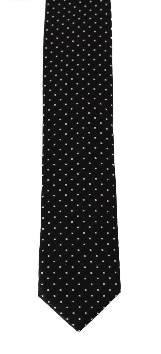 Black Silk White Polka Dot Slim Tie