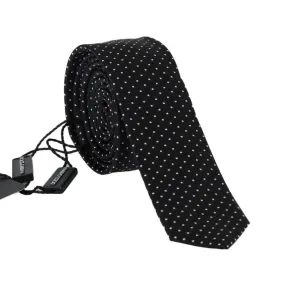 Black Silk White Polka Dot Slim Tie