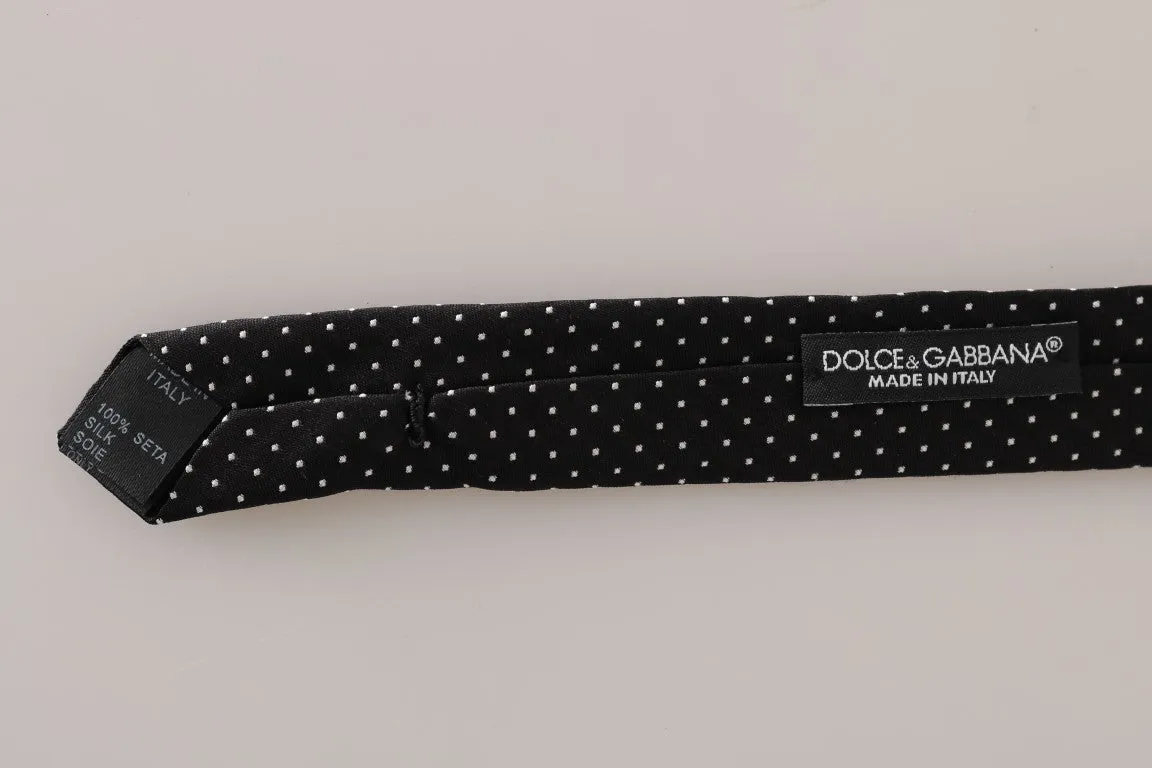 Black Silk White Polka Dot Slim Tie