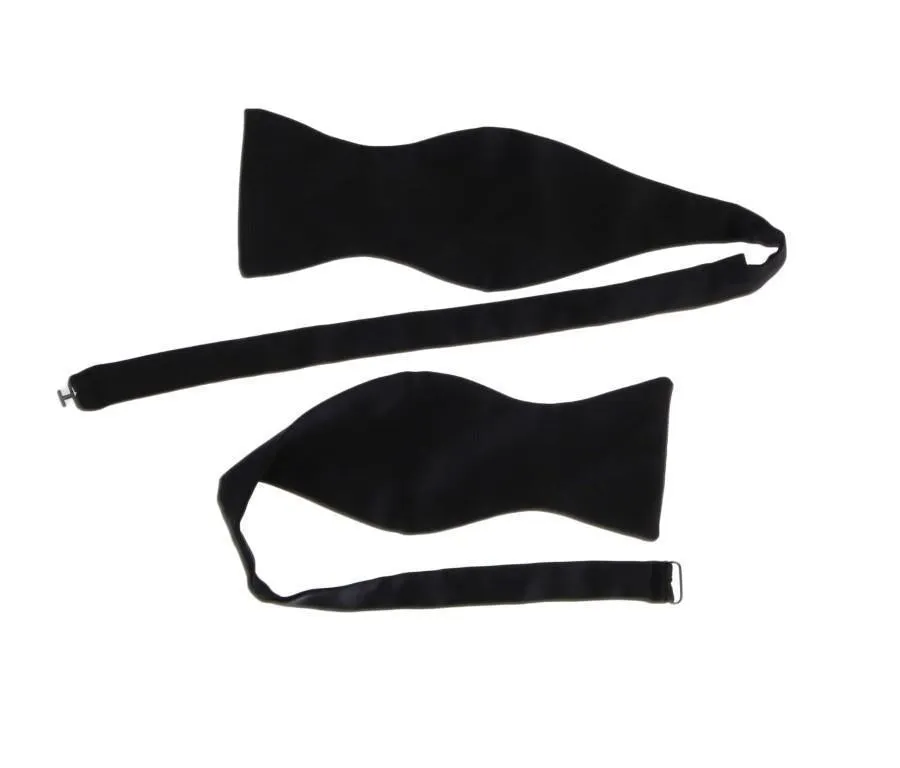 Black Solid Silk Bowtie