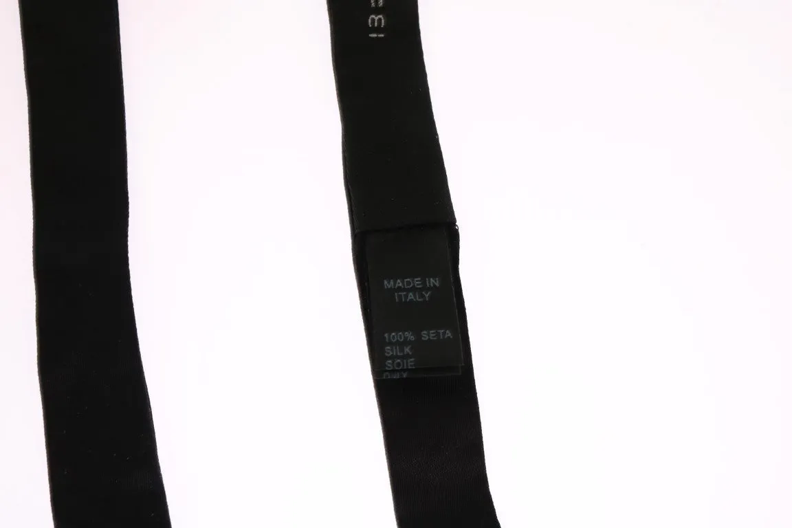 Black Solid Silk Bowtie