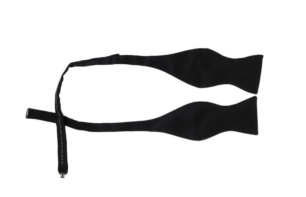 Black Solid Silk Bowtie