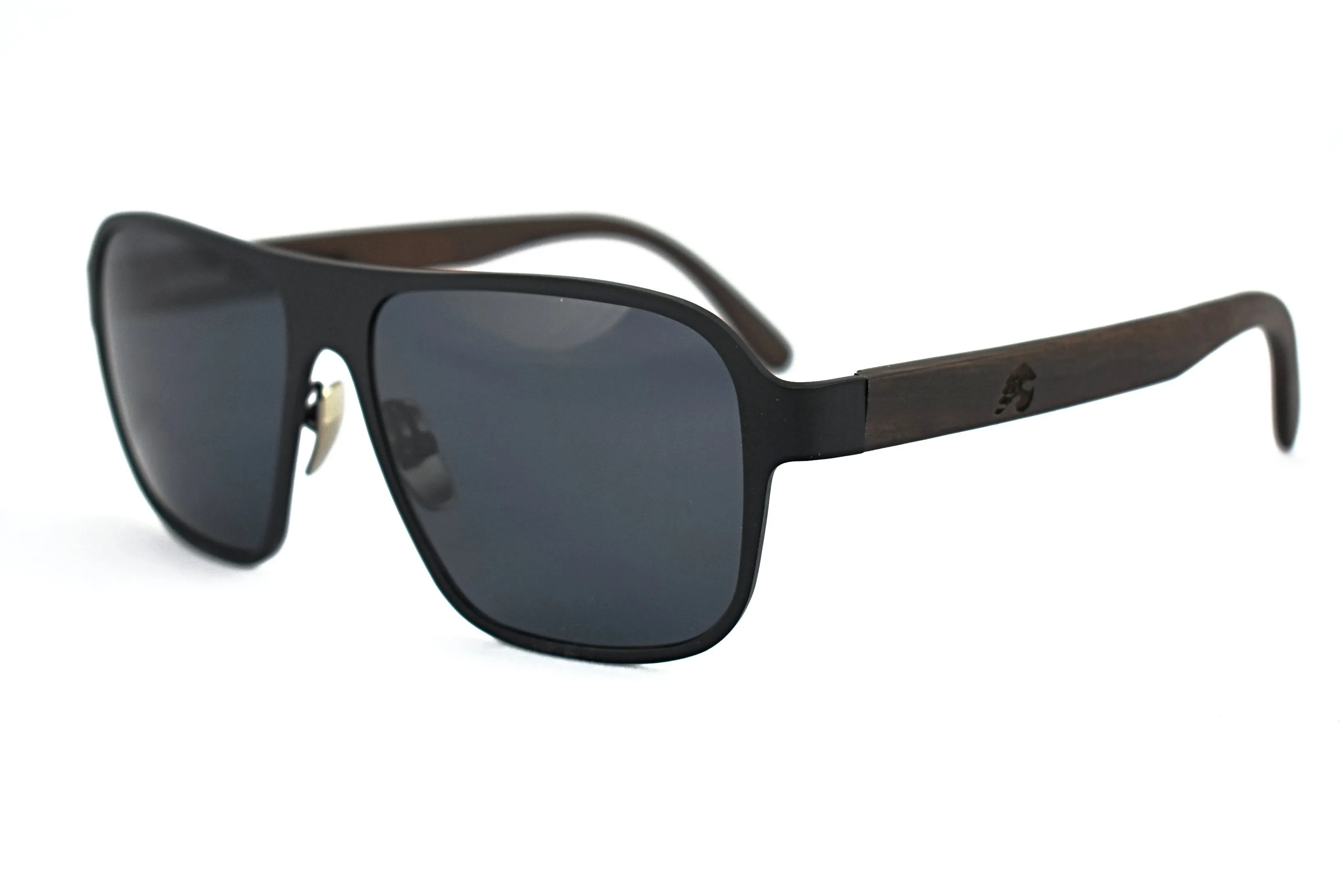 Black Titanium Ebony Wood Aviator Sunglasses - Raptor