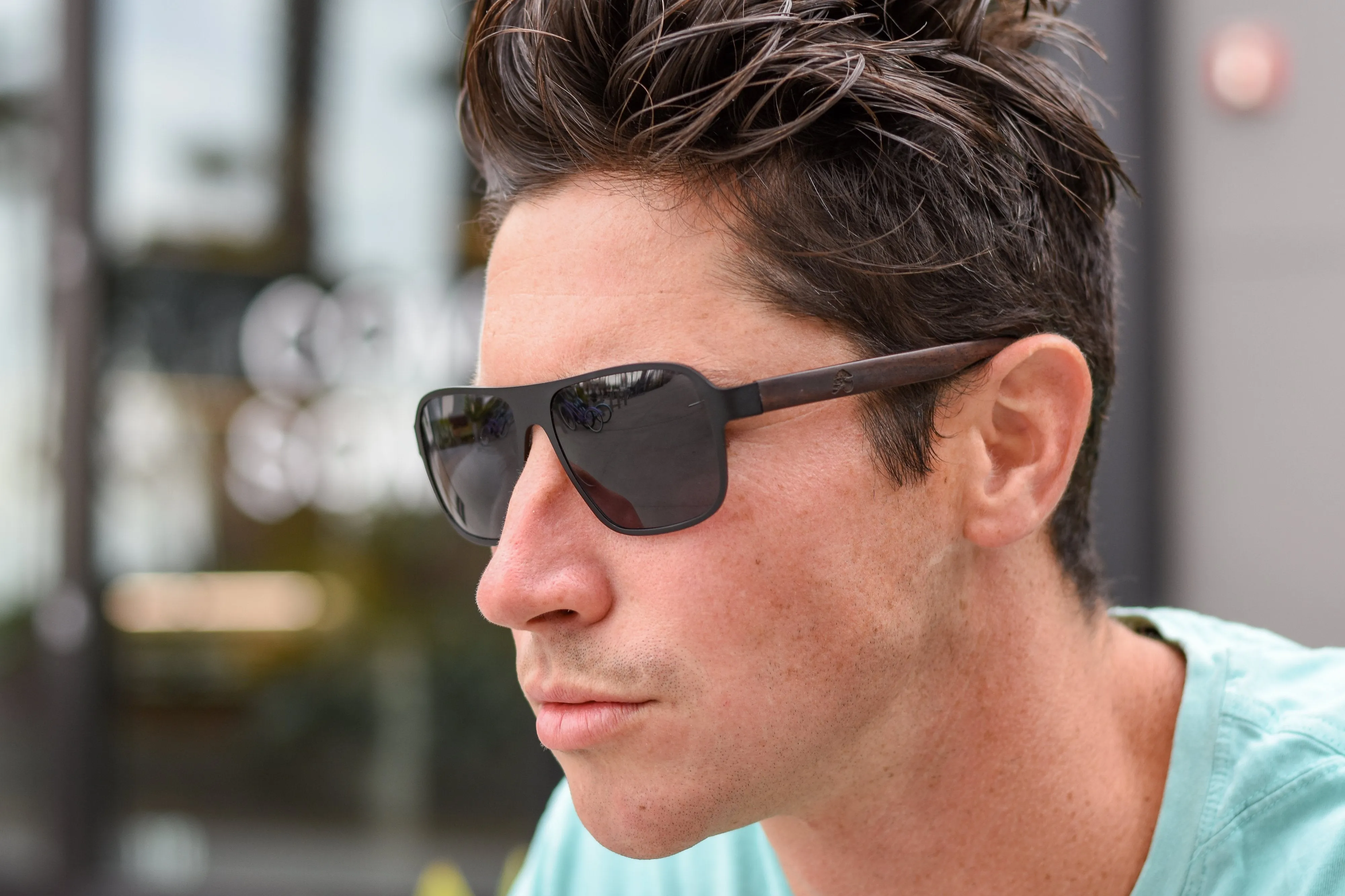 Black Titanium Ebony Wood Aviator Sunglasses - Raptor