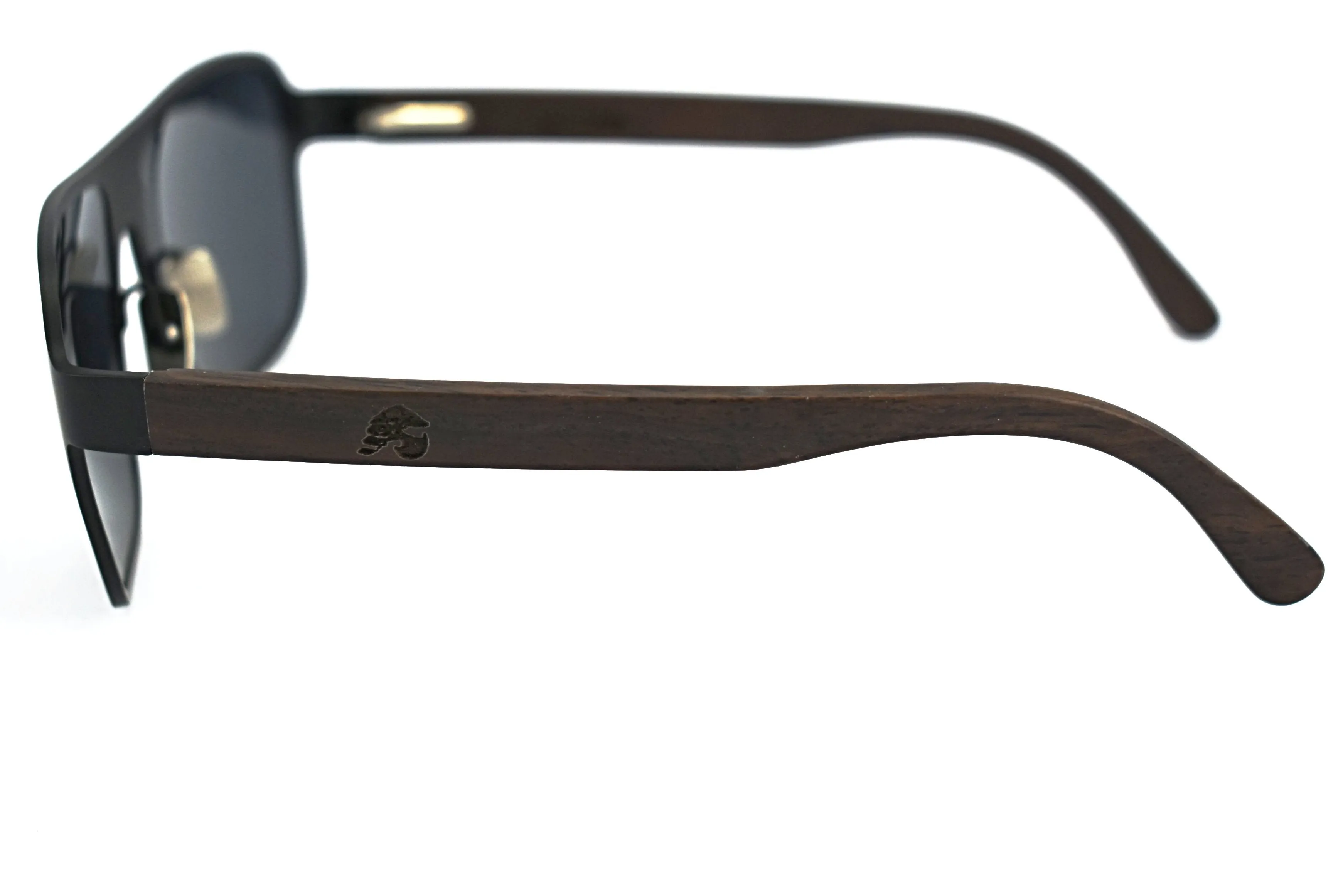 Black Titanium Ebony Wood Aviator Sunglasses - Raptor