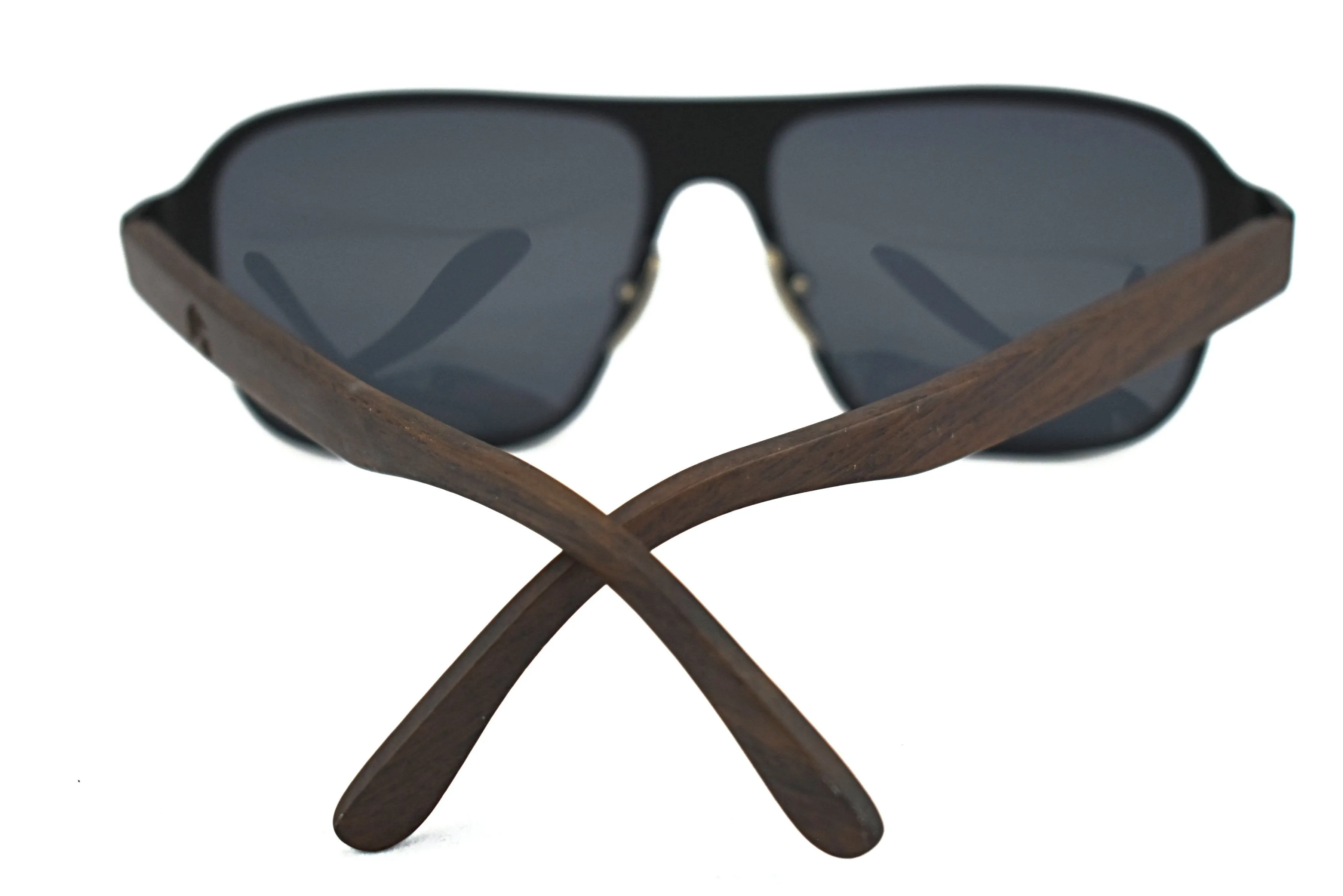 Black Titanium Ebony Wood Aviator Sunglasses - Raptor