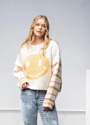 BLISS SMILEY FACE KNIT SWEATER