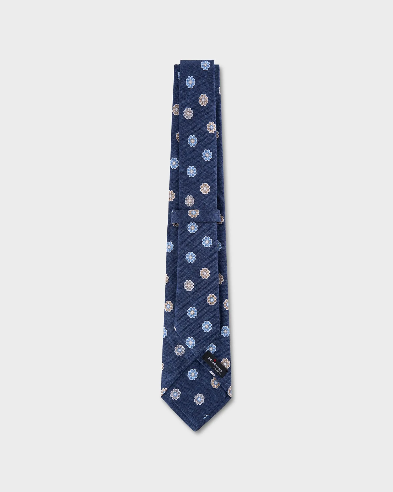 Blue With Beige And Blue Flower Pattern Tie