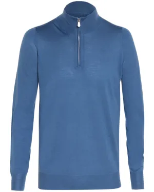 Blueberry Fine Gauge Quarter Zip Sweater