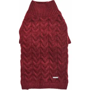Blueberry Pet Fuzzy Knit Turtle-Neck Sweater Burgundy
