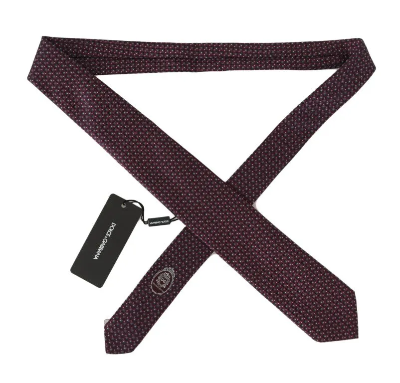 Bordeaux Silk Blue Pattern Wide Tie