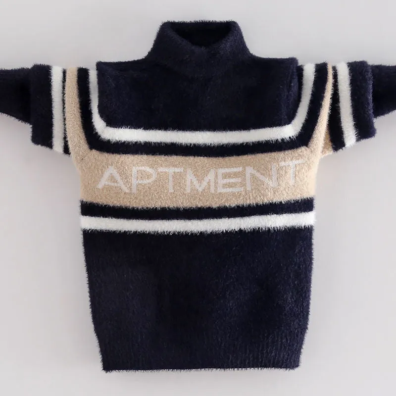 Boys mink fleece sweater fleece thickened autumn and winter 2025 new children's medium-sized older children's little boys thermal top