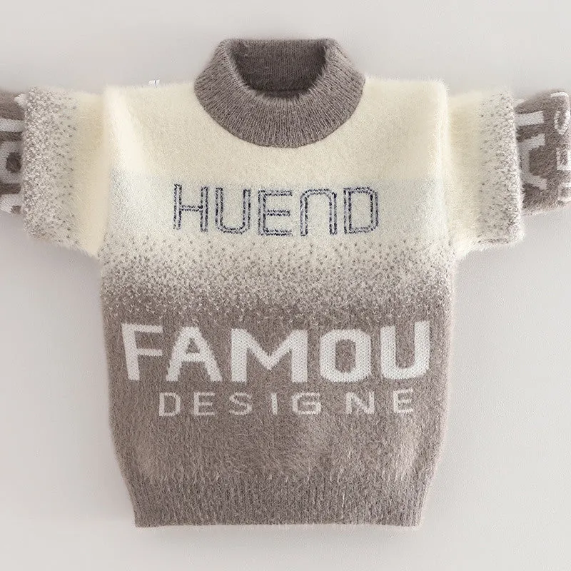 Boys mink fleece sweater fleece thickened autumn and winter 2025 new children's medium-sized older children's little boys thermal top