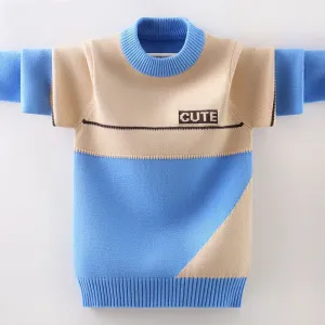 Boys sweater new 2025 children's sweater knitted sweater medium and old children's foreign style Korean version velvet thickened autumn and winter clothing
