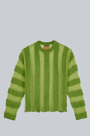 BRAIN DEAD FUZZY THREADBARE SWEATER GREEN