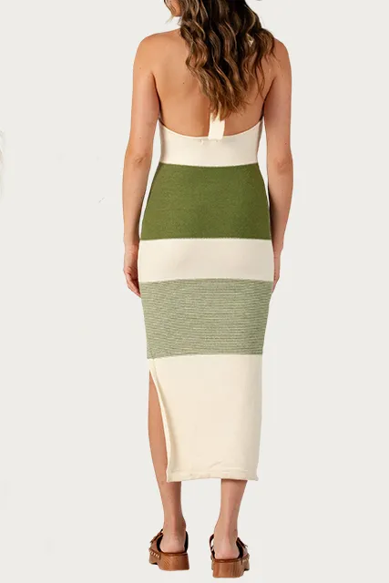 BRIZO KNITTED HALTERNECK MIDI DRESS