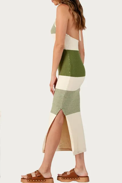 BRIZO KNITTED HALTERNECK MIDI DRESS