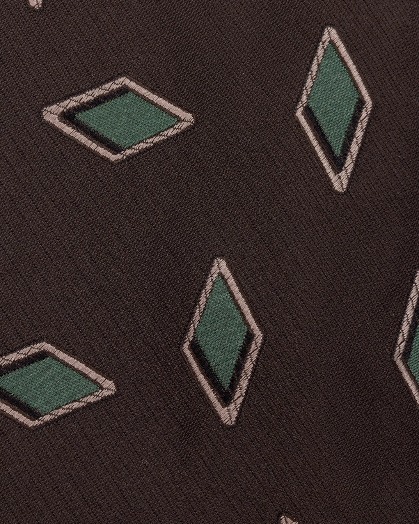 Brown and Green Diamond Jacquard Silk Tie