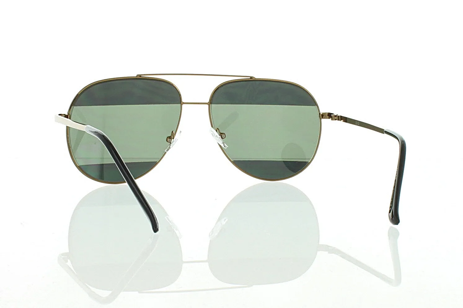 Brown Aviator Sunglasses with Striped Green Mirror Lens 100% UV400