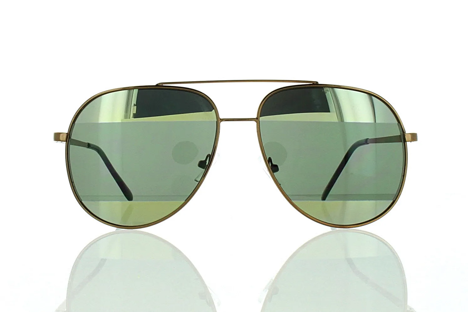 Brown Aviator Sunglasses with Striped Green Mirror Lens 100% UV400