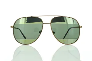 Brown Aviator Sunglasses with Striped Green Mirror Lens 100% UV400