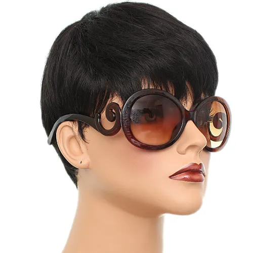 Brown Designer Inspired Round Swirl Sunglasses