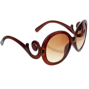 Brown Designer Inspired Round Swirl Sunglasses