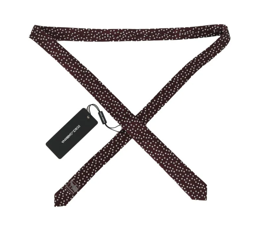 Brown Silk Polka Dot Print Slim