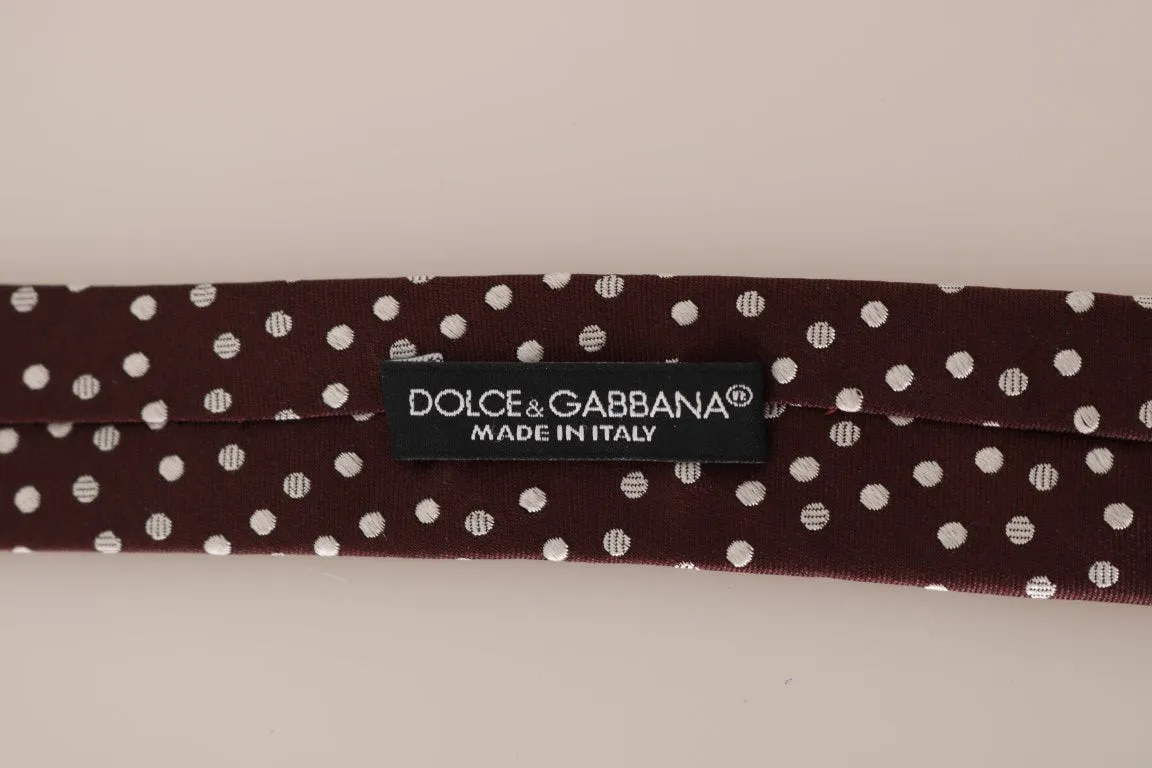 Brown Silk Polka Dot Print Slim