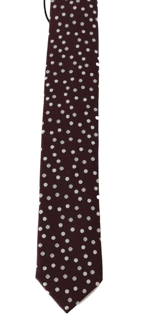 Brown Silk Polka Dot Print Slim