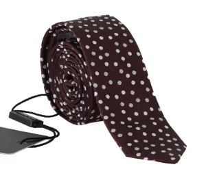 Brown Silk Polka Dot Print Slim