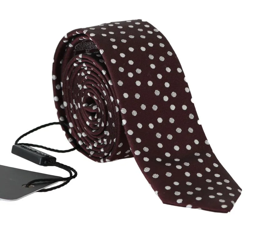Brown Silk Polka Dot Print Slim