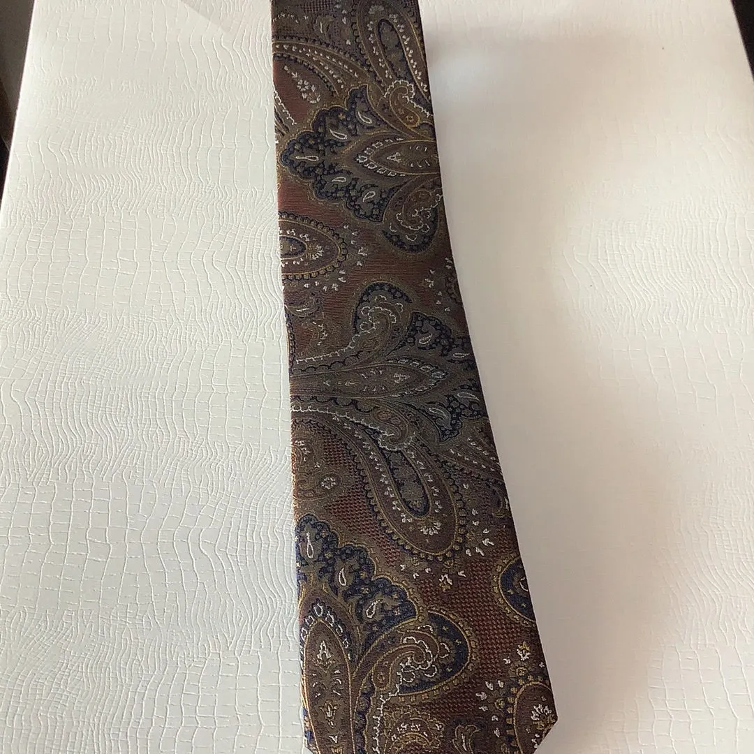 Bruno Piattelli Rust Black Paisley Silk Tie