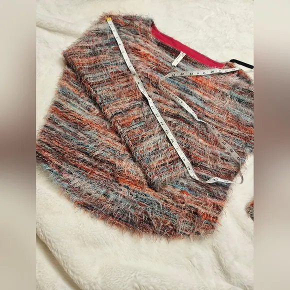 By Anthropologie Rainbow Fuzzy Pullover Sweater XS