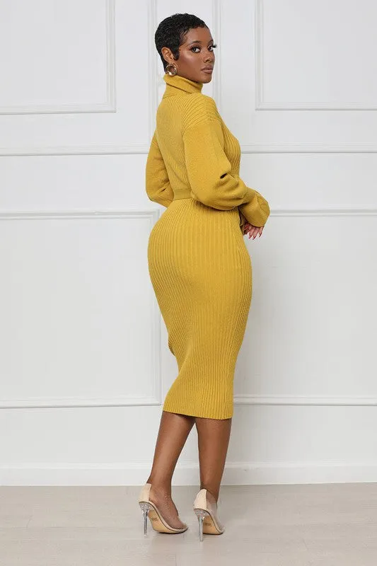 By Claude WOMEN FASHION BODYCON MIDI SWEATER DRESS