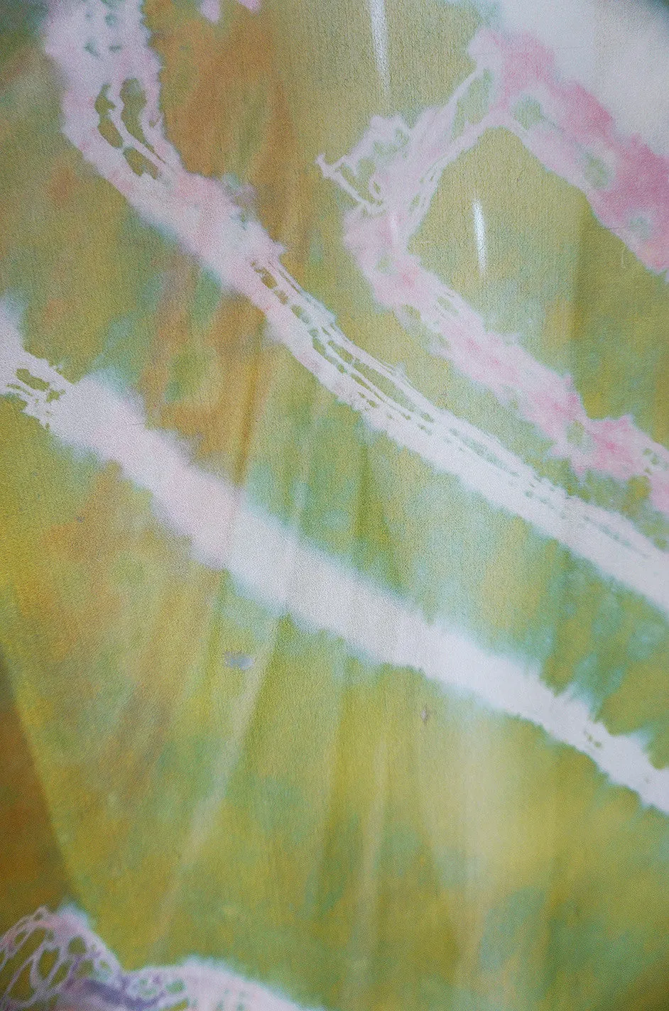 c1972 Potential Halston Silk Chiffon Tie Dye Caftan Dress