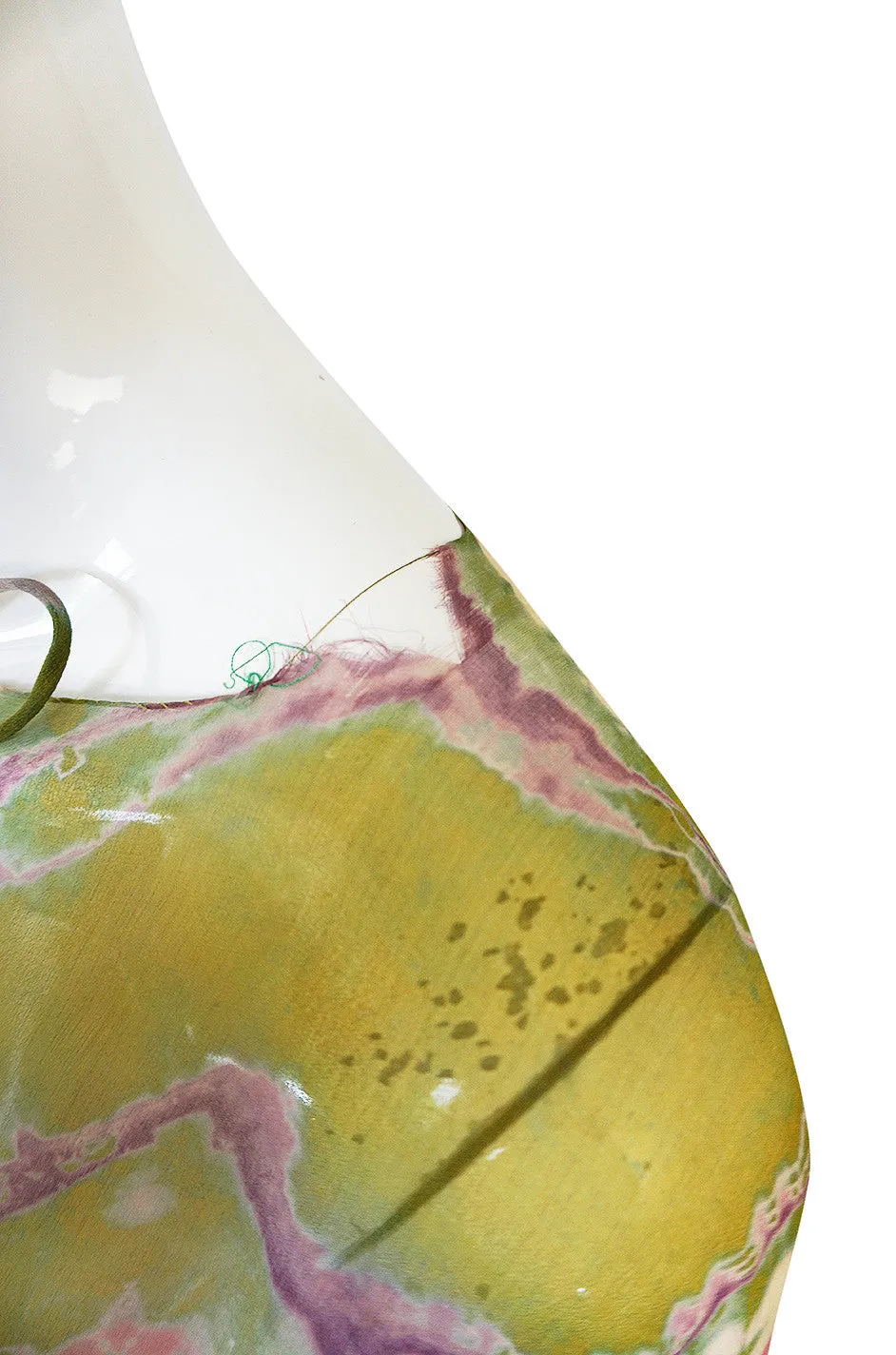 c1972 Potential Halston Silk Chiffon Tie Dye Caftan Dress
